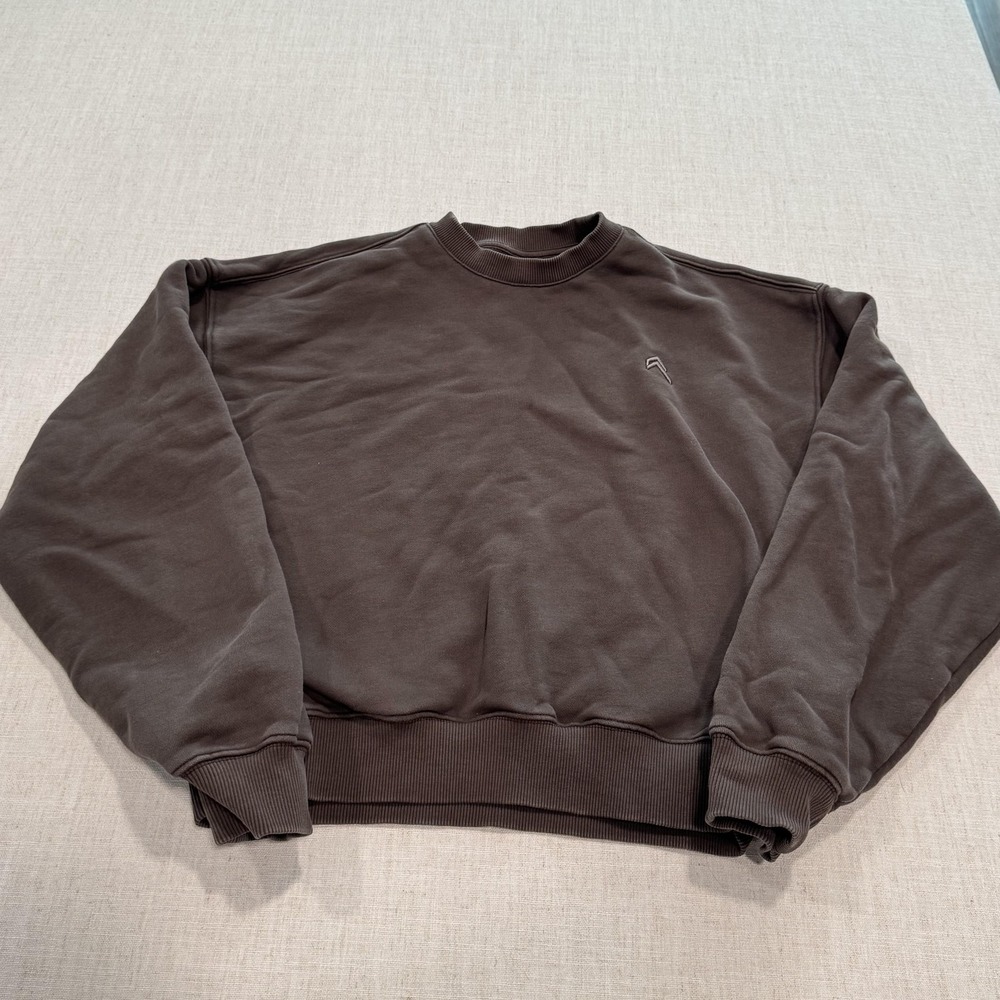 Oner Active Sweatshirt Womens Small XS Brown Fleece Crewneck Pullover Relaxed